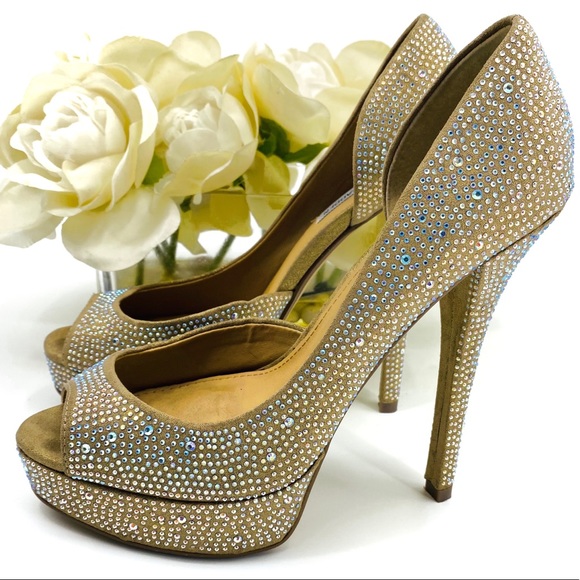 Steve Madden Bling Rhinestone Peep Toe Pumps - Picture 3 of 8